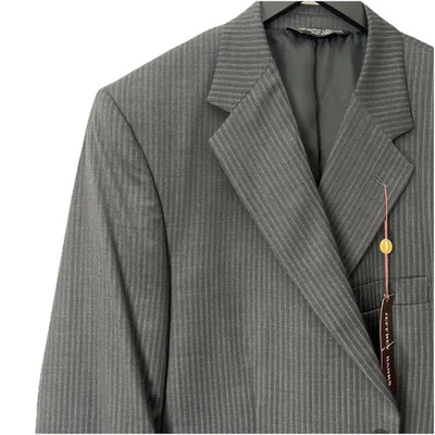 Men’s Suit Jacket Size 42R Jeffrey Banks Gray Pinstripe Blazer - Image 1 of 4