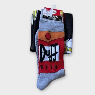 The Simpsons Duff Beer Crew Sock and Face Mask Combo Gray Unisex OSFA - Image 1 of 2