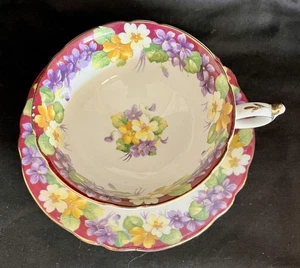 Paragon Spring Melody Teetasse & Untertasse Double Warrant floral Goldrand England - Bild 1 von 8