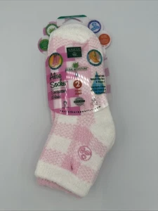 Aloe Infused Moisturizing Socks Pink Plaid 2 Pair By Earth Therapeutics - Picture 1 of 2