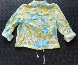 Ruby Rd Women’s Jacket Tropical Bright Floral Button Up Size 8 Drawstring - Picture 1 of 5