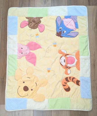 Disney Winnie the Pooh Baby Blanket 3D Patchwork Peek-A-Boo Plush 36"x45" - Image 1 of 4