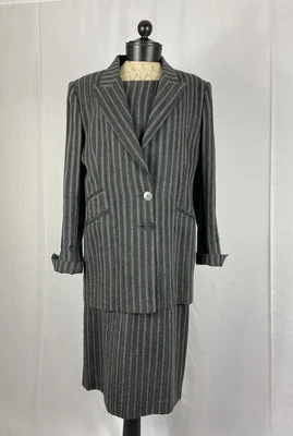 Vestido Abrigo BENCIVENGA Couture Talla 48 Gris Lana Rayas Vintage  Foto 1 de 4