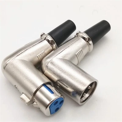 3-Pin XLR Connector Female Male Plug/Right Angle Micphone Audio Cable Adapter - Image 1 of 4