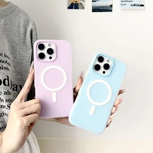 Per iPhone 12 13 14 15 16 Pro Max Custodia Magnetica Silicone Liquido Gelatina Antiurto - Foto 1 di 17