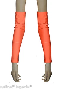 Arm Wrist Warmers Orange UV Flo Neon Gloves Gauntlets Fingerless Festival Psy G8 - Picture 1 of 6