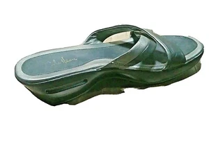 Cole Haan Air Womens Size 7.5 Sandals Criss Cross Black Silver Slip on Wedge - Picture 1 of 8