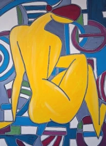 KLEYMAN Tableau NU XXL Côté 81x60 " Grand Nu de dos Art Déco " Direct Artiste - Afbeelding 1 van 10