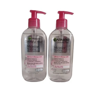 (2) Garnier LOT Skin Active Micellar 发泡凝胶洗面奶 6.7 盎司 — 第 1/2 张图片