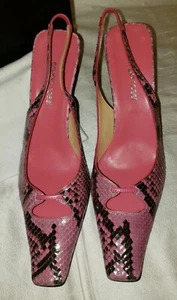 NUEVO EN CAJA $415 ZAPATOS TACONES SERGIO ROSSI PIEL DE SERPIENTE PITÓN GENUINA ROSA NEGRO - Imagen 1 de 10