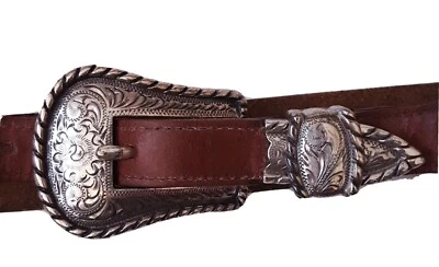 Винтажный Justin женщин Sz 26 коричневый воловья кожа Concho кожаный ремень Western - Изображение 1 из 4