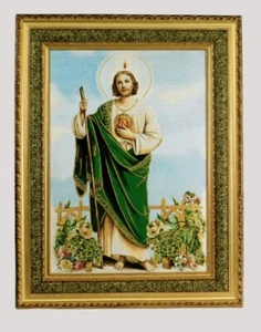  22"× 29″ San Judas Tadeo Imagen Tela Acojinada,St Jude Cushioned Frame #5674D - Picture 1 of 2