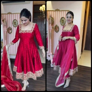 ABITO PAKISTANO SALWAR KAMEEZ INDIANO KURTI MATRIMONIO ANARKALI ABITO ABITO DA FESTA - Foto 1 di 12
