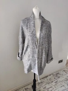 Primark Ladies Grey Oversized Long Coatigan Cardigan Size S 8 10 Chunky warm - Picture 1 of 10