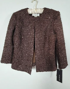 Victor Costa Blazer Womens Small Brown Crinkle Career Dress Jacket New $79 - Picture 1 of 7