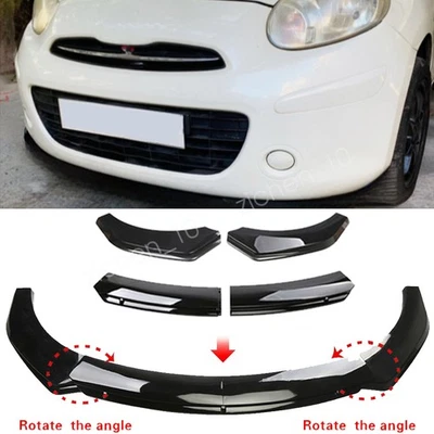For Nissan March 2012-2023 Black Front Bumper Chin Lip Splitter Spoiler Body Kit — 第 1/4 张图片
