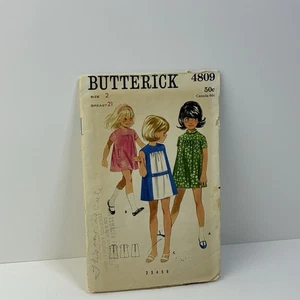 Dress A-Line Size 2T Contrast Inset Round Neck Collar CUT Pattern 4809 Vintage - Picture 1 of 2