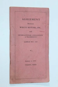 1959 Contract Agreement Book Willys Motors & International Machinists Lodge #105 - Picture 1 of 7