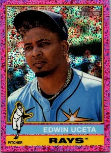 2025 Topps Heritage #390 Edwin Uceta - Chrome Pink Sparkle Refractor - Rays SP - Picture 1 of 2