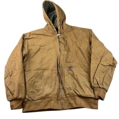 Golden Elephant Duck Canvas Workwear Jacket Mens XL Brown Hooded Quilt Lined - Image 1 of 4