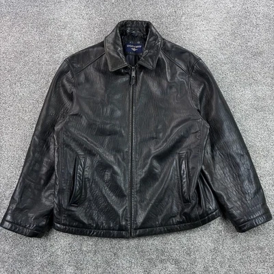 Vintage Dockers Leather Jacket Mens Large Black Full Zip Soft Lambskin Leather - Image 1 of 4