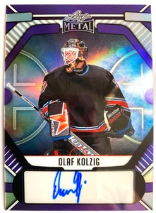 Leyendas de hockey de hoja de metal 2025 púrpura prismático #OK1 autógrafo Olaf Kolzig #4/7 - Imagen 1 de 2