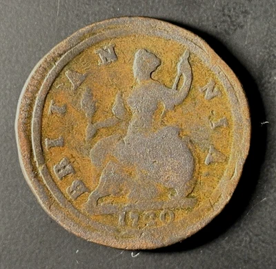 1720 King George I Half Penny Britannia England English; Good Condition - Image 1 of 2