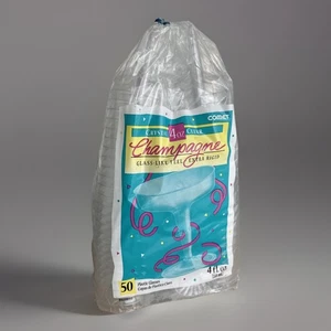 Paquete de 50 copas de champán Comet 4 OZ 2 piezas de plástico desechables hechas en EE. UU. De colección - Imagen 1 de 6