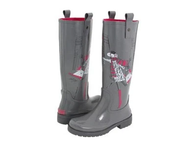 DKNY NIAGRA ICONIC FUN PRINT LOGO TALL RUBBER RAIN BOOTS 6 7  10 I LOVE SHOES - Image 1 of 4