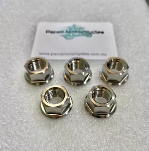 Yamaha Sprocket Nuts Titanium 5 Pack m10 x 1.25mm flanged nut - Picture 1 of 6