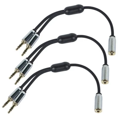 Cable auxiliar auxiliar de audio estéreo 3x divisor de 0,5 pies 3,5 mm 1 hembra a 2 machos Foto 1 de 4
