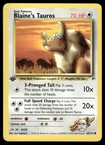 Pokemon Tcg WOTC NM Blaine's Tauros [1st Edition] #64 Gym Heroes - Picture 1 of 2