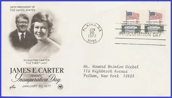 USA3 #IN30 ADDR PCS ARTCRAFT FDC STR2  Inauguration Carter 1977 - Image 1 of 1
