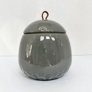 KAHLER Mellibi Porcelain Bathroom Storage Jar w/ Lid Leather Handle Gray HAK - Picture 1 of 9
