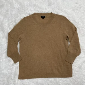 Maglione donna J Crew 100% cashmere taglia L grande marrone marrone chiaro manica lunga morbido - Foto 1 di 7