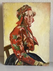 Oryginalny obraz olejny obraz olejny - półportret, kobieta