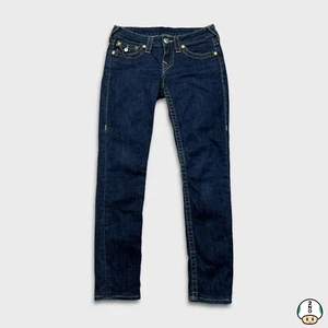 True Religion Jeans Womens 28x27 Blue World Tour Skinny Dark Wash Denim Pants - Picture 1 of 10