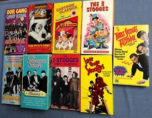 9 VHS TAPES: THE THREE STOOGES, LITTLE RASCALS DOGS, OUR GANG - Picture 1 of 5