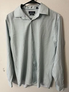 Mens Nautica Performance SS Green /White Checked Slim-Fit Button Up Medium - Picture 1 of 6