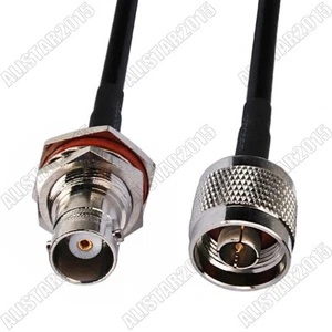 N Male Plug to BNC Female Jack Bulkhead RF Connector RG58 Coax Cable 50cm to 5m - Picture 1 of 4