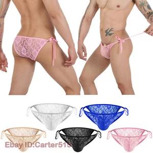 Ropa interior para hombre Tanga Sexy Tanga de encaje Sissy Bragas Bikini Lencería Calzoncillos - Imagen 1 de 29