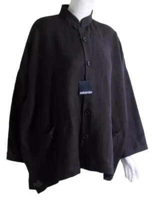 NWT Eskandar Sz 0 BITTER 28.5"Long Dark Brown Heavy Linen Blazer Jacket - Image 1 of 4