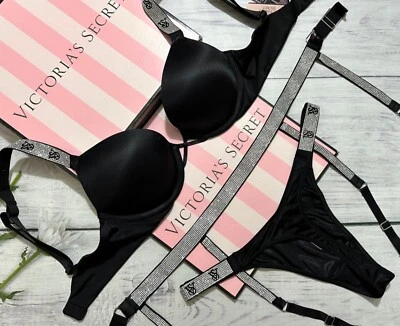 Victoria's Secret Shine Strap Bombshell + 2 tazas push up sujetador liga conjunto Foto 1 de 4