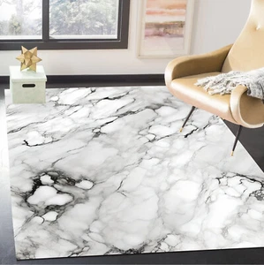 Abstract Area Rugs Cream Grey Marble Swirl Texture Rugs for Living Dining Room - Picture 1 of 7