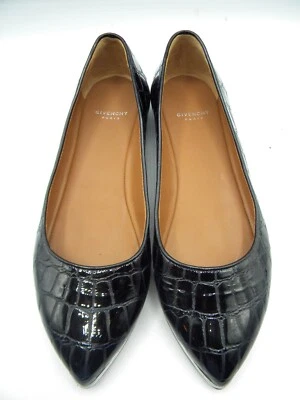 GIVENCHY Pisos de Ballet de Charol Estampado de Cocodrilo Negro Talla 36 WO Foto 1 de 4