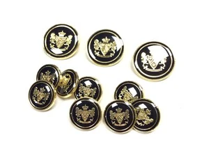 SET 11 BOTTONI LUXURY BLAZER NERO LEONE ORO - Picture 1 of 2