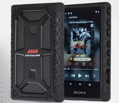 Carbon Fiber Texture Shockproof Heavy Duty Cover for Sony Walkman NW-A300 A306 - Image 1 of 4