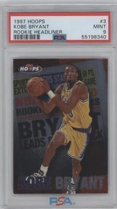1997 Hoops KOBE BRYANT Lakers ROOKIE HEADLINER Insert Card # 3 gradi PSA 9 come nuovo - Foto 1 di 1