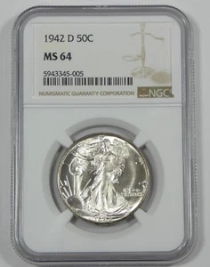 Medio dólar Walking Liberty 1942-D certificado NGC MS 64 plata 50c - Imagen 1 de 4