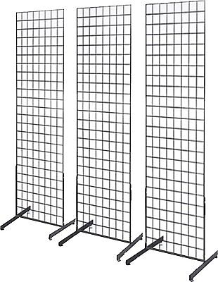 Gridwall Panel Tower With T-Base Floorstanding Display Kit, 3-Pack Black 2'x6' • 174.98$
